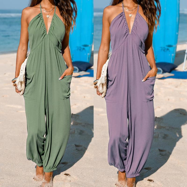 Glamora Halter Jumpsuit – Classic Solid